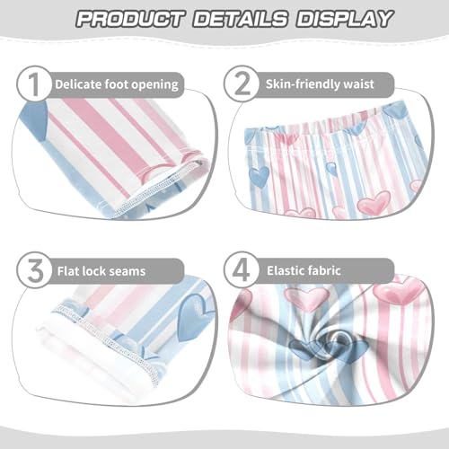 Blue Pink Hearts Pattern Girls Leggings Ultra Soft Compression Yoga Gym Pants for Kids 4-10T3