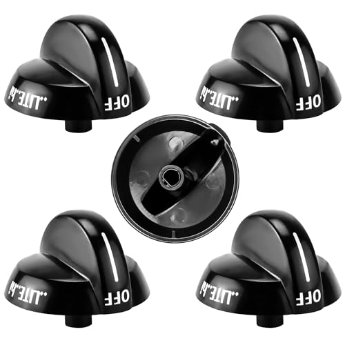 Funmit 316220009 Top Burner Stove Knob Replacement for Frigidaire Replaces AP4322122 PS1991531 EAP1991531 (Black 5 Pack)