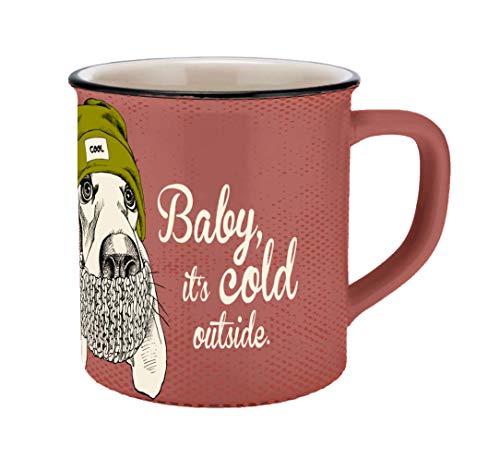 infinite by GEDA LABELS (INFKH) 13703 Vintage Tiere Hund Emaille-Optik Tasse, Porzellantasse, Kaffeetasse, Rot