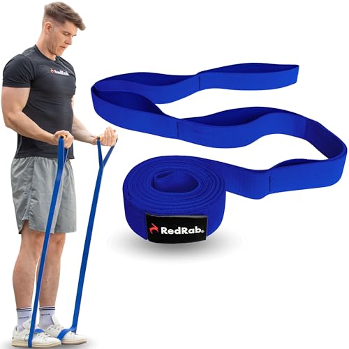 RED RAB Stoff Fitnessband mit Schlaufen - 245cm lang - Gymnastikband für Widerstandsbänder Krafttraining - reißfeste Fitnessbänder, Resistance Bands, Gummiband Sport, Trainingsbänder, Widerstandsband