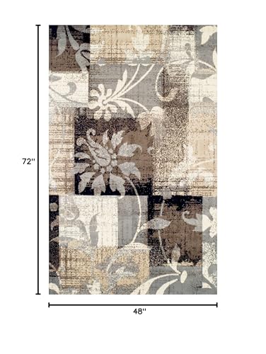 Tapete decorativo rectangular floral 121x72 cm beige miniatura 2