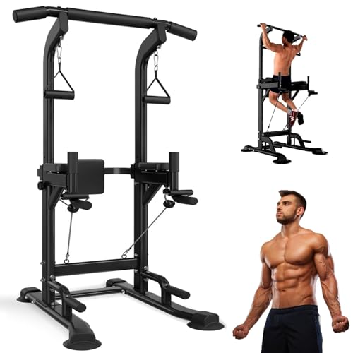 Tappio Power Tower Pull Up Bar for Home Gym, Multi Functional Pull Up Bar Stand Dip Bar Station, Adjustable Height Workout Dip Station Strength Training Fitness Equipment