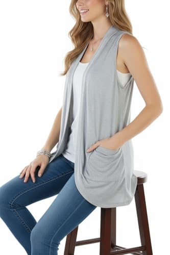 Image of ToBeInStyle Womens Open Front Casual Shrug Lightweight Layering Cardigan Sleeveless or Short Sleeve