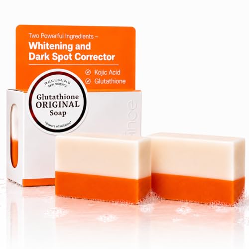 Relumins Glutathione + Kojic Acid Soap Bars Whitening and Darkspot Corrector - Deep Cleansing & Hydrating Soap for Refreshed Skin Perfect - Gentle Exfoliating Formula - 135g x 2 Bars