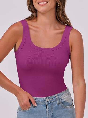 Image of ANRABESS Womens Sleeveless Scoop Neck Tank Top Ribbed Fitted Summer Basic Slim Cute Tops 2026