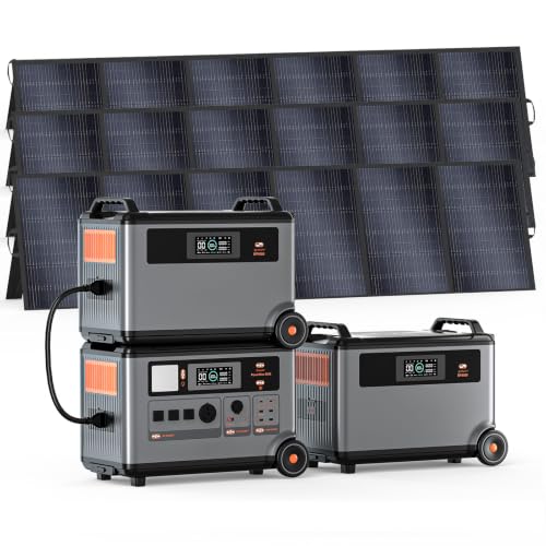 Image of PowerMax 6000 Solar Generator, 120 /240V Split Phase Voltage 6000W AC Outlets (9000W Peak), 3600Wh Power Station Expandable to 57.6kWh, Emergency for Home (PowerMax 6000(10.8kWh)+3x500W)