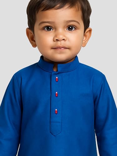 Image of JBN Creation Boys Cotton Blend Kurta Pyjama Set - Ethnic Elegance for Festivals | Comfortable Classic Collar Full Sleeves Kurta for Kids