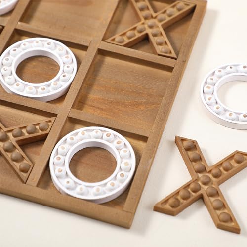 Juego Tic Tac Toe de madera rústica 10.6 pulgadas miniatura 5