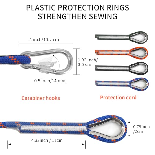 NewDoar 14KN Static Climbing Rope 8mm(5/16in) Accessory Cord Equipment 33FT(10M) 66FT(20M) 98FT(30M) 165FT(50M) Escape Rope with 2 Carabiners for Ice Climbing Equipment Fire Rescue Rope-Blue/30M - Image 4