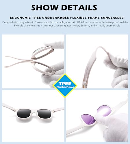 Flexible Polarized Baby Sunglasses with Adjustable Strap for Toddler Newborn Infant Age 0-24 Months4