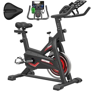 GOFLYSHINE Exercise Bikes Stationary, Indoor Cycling Bike for Home Cardio Gym,Workout Bike with Saddle Cover, Ipad Mount & LCD Monitor,Silent Belt Drive