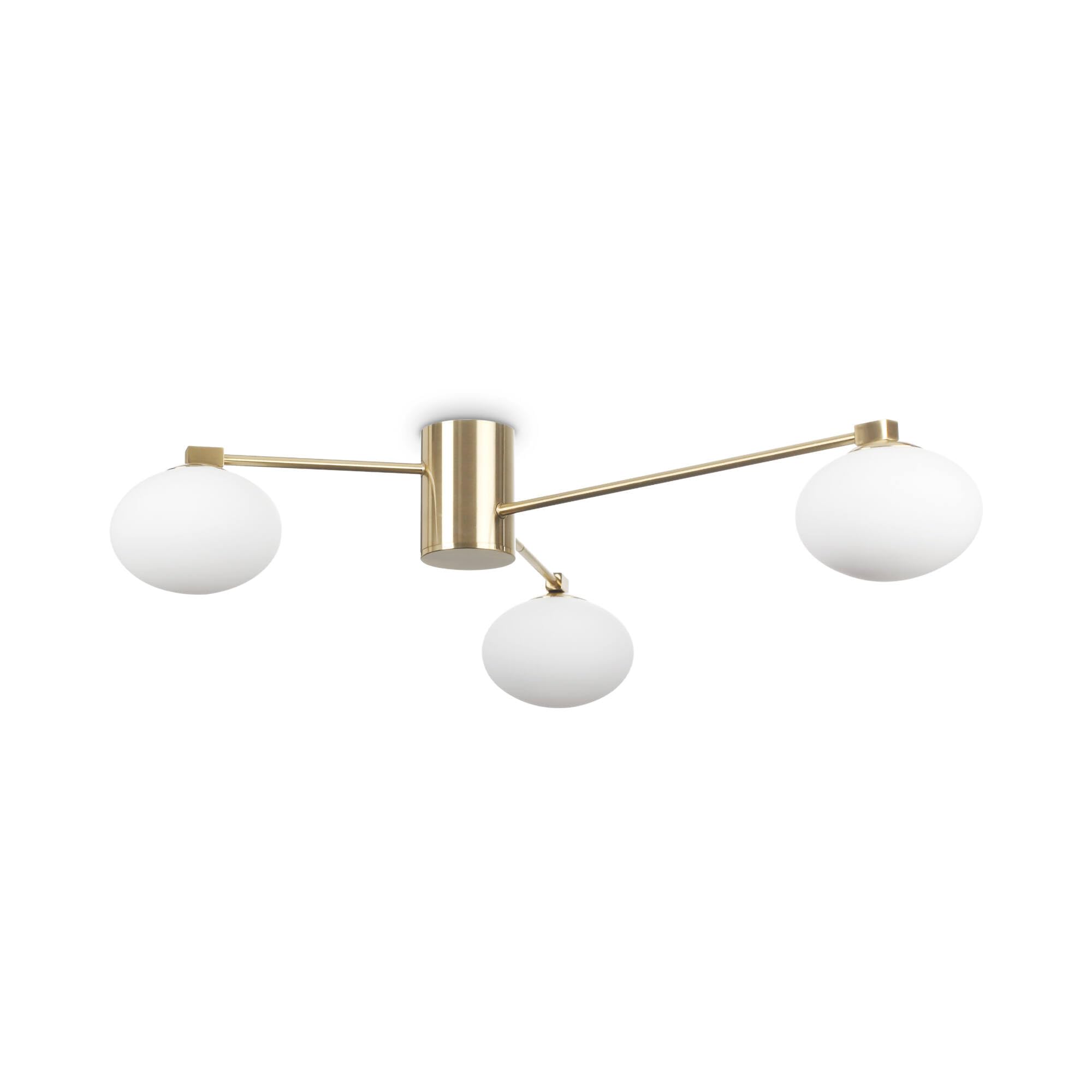 Ideal Lux HERMES Plafonnier laiton et globes en verre d'exception