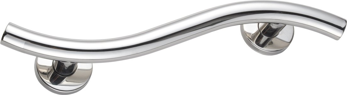Asidero de Seguridad Curvo de Acero Inoxidable Cromado 26 cm | Barra de Agarre de Apoyo Ergonómica para Ducha, Bañera y Baño |