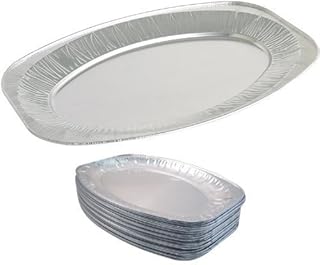 10 x 17" Oval Silver Embossed Foil Food Platter / Tray / Dish (43cm)