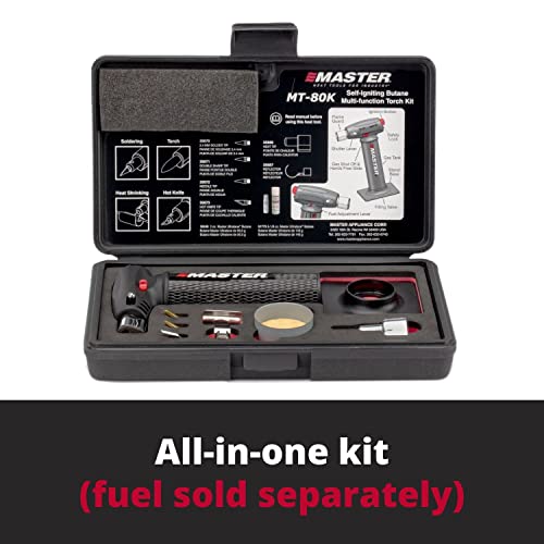 Master Appliance Mt-80K Butane Micro Torch Kit [Butane Torch, Flameless Heat Tool, Soldering Iron & Hot Knife] Hand Held, Refillable With Butane Fuel, Adjustable Flame, Case With Attachments #TOP6