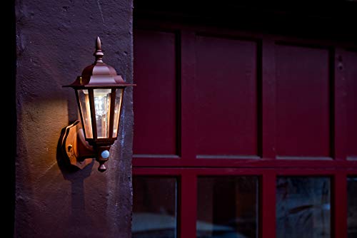 Image of Maxsa 46719 Battery-Powered LED Motion-Activated Outdoor Wall Sconce-Copper-8.5 inch x 6 inch x 13