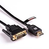 rhinocables HDMI to DVI-D 24+1 Pin, High Speed HDMI Cable with Gold DVI Adapter, HDMI Lead Extension Cable For PC, LCD, HDTV, DVD & Bluray - Home Cinema, TV & Video Accessories (5m)