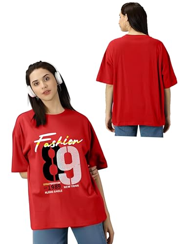 Image of Women's Printed Round Neck Oversized Longline Drop Shoulder Boho Style T-Shirt | Loose Fit Drop Shoulder | Soft Breathable Summer T-Shirt