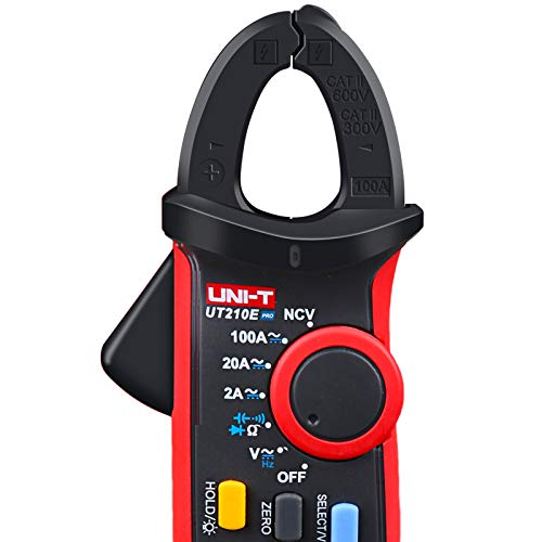 UNI-T UT210E Pro Mini Digital Clamp Meter, Auto Ranging TRMS Backlit VFC NCV Meter, AC DC Current Voltage Frequency Resistance Capacitance Diode Tester with Test Leads Zip Bag