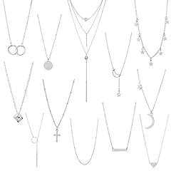 12Pcs Silver Necklace Set