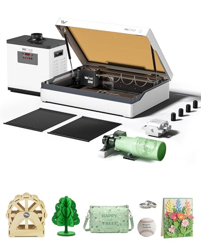 WECREAT Vista Grabador láser de 10 W con extractor de humos, máquina de grabado láser de diodo compacto con cámara inteligente, giratoria, asistencia de aire, CleanAir para principiantes, bricolaje,