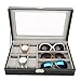 Produktbild Aufbewahrungsbox für Uhren und Brillen mit 9 Fächern aus Leder für 6 Uhren und 3 Brillen, Organizer für Brille mit Schloss und Glasdeckel, 33 bis 20 8 cm