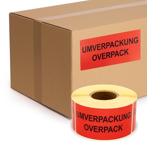 MD Labels Warnetiketten auf Rolle 100x50mm Umverpackung Overpack 500 Stück Haftetiketten Versandhinweis