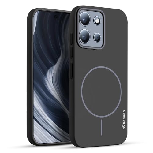Image of KARWAN Ultra Slim MagEaze Magnetic Matte Finish Back Case Cover Compatible with Moto Edge 60 Fusion N52 Magnetic Ring, Wireless Charging Compatible, Scratch Resistant, Hard PC, Black
