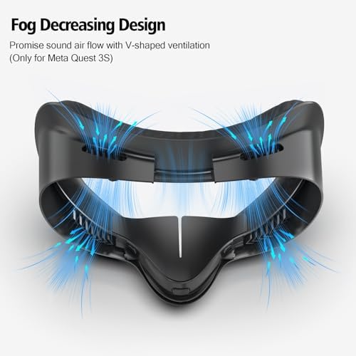 VZNEK Face Cover Pad for Oculus Quest 3S, Sweat-Proof PU Foam Cushion for Meta Quest 3S, Compatible with Oculus Quest 3S Original Spacer (for Quest 3S) - 1