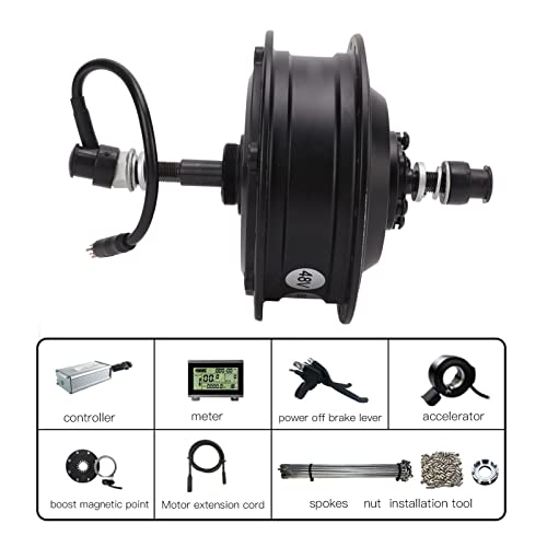 Alomejor Kit de conversão de roda traseira de 48 V 500 W com visor LCD3, kit de conversão de roda tr