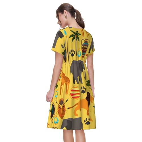 Robe d'été à manches courtes imprimé éléphant d'Afrique en maille légère