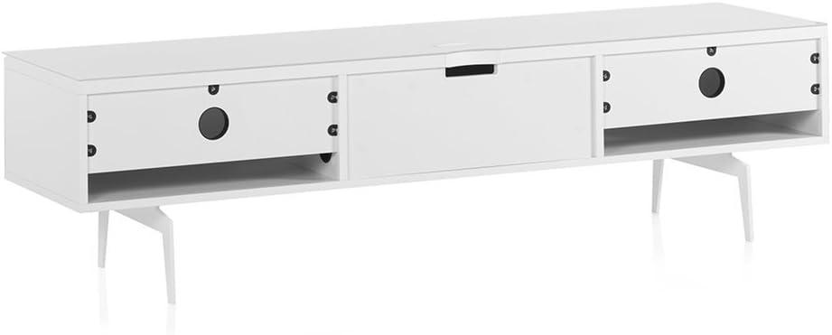 SONOROUS ST-360 Premium TV Stand for Living Room – Modern TV Stands & Entertainment Center with Storage – White Glass & White Wood Cover – Luxury Media Console with Metal Legs for TVs up to 75 inches