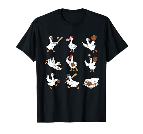 Funny Baseball Goose Baseball Silly Goose Game Day Sports T-Shirt