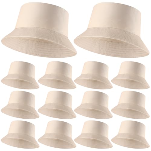Image of 36 /24 /12 Pcs Bucket Hats for Men Women Bulk Cotton Fishing Cap UV Protection Beach Foldable Solid Color Sun Cap