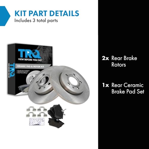 Image of TRQ Rear Brake Pad and Rotor Set Ceramic Compatible with 2006 Audi A4 Quattro