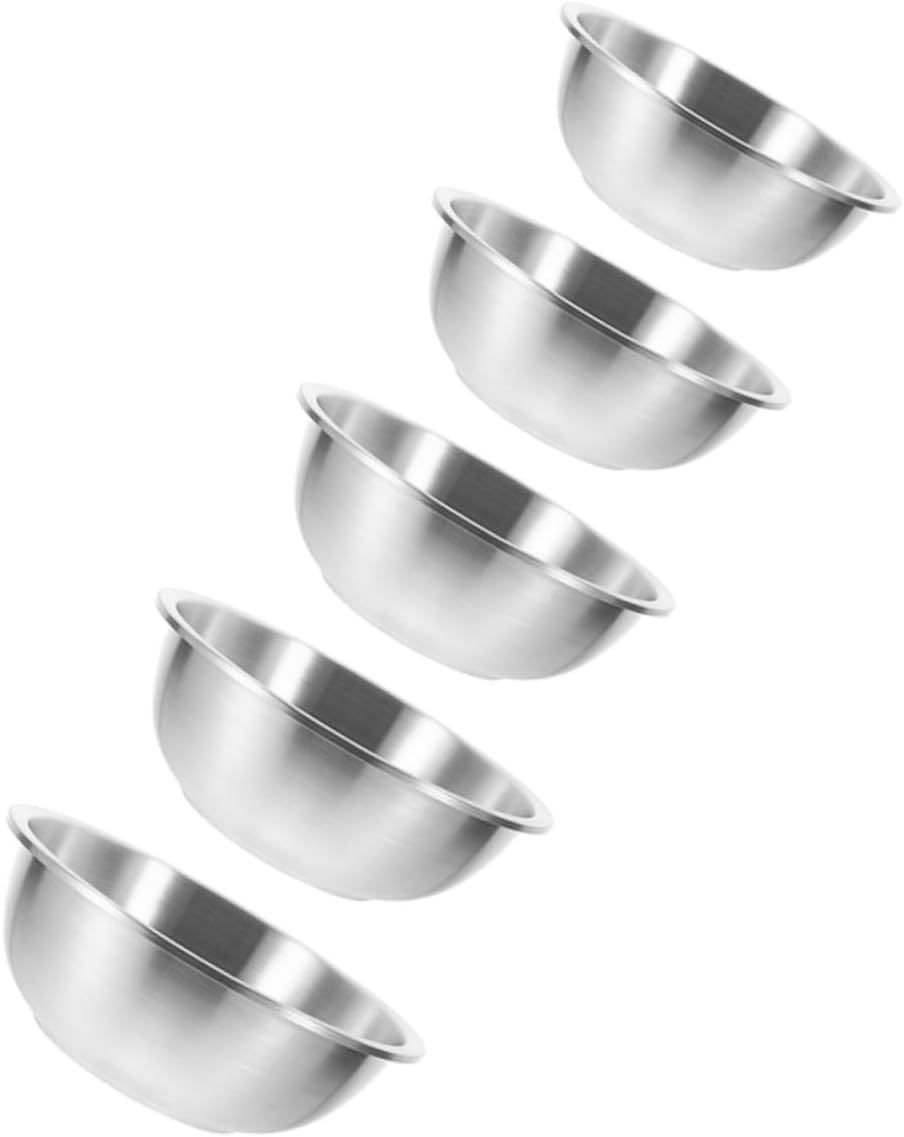 Happyyami 5pcs Stainless Steel Mixing Bowls Kitchen Food Containers for Mixing Salad Dough and Serving for Home Cooking and Outdoor Use