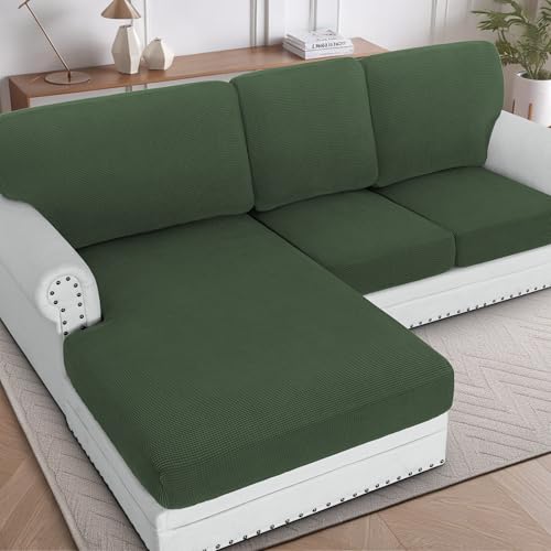 H.VERSAILTEX Sectional Couch Covers 3 Pieces Sofa Seat Cushion Covers L Shape Separate Cushion Couch Chaise Cover for Both Left/Right Sectional Couch (Seat Only: 1 Chaise + 2 Sofa, Bronze Gr