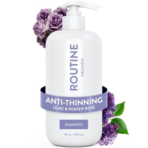 Image of Routine Wellness Anti-Thinning Volumizing Shampoo - Lilac & Winter Rose | Clinically tested shampoo for thinning hair with biotin, pea peptides, saw palmetto oil, color safe, sulfate free