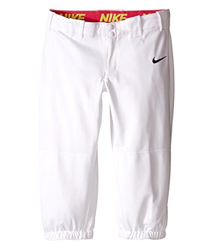 Nike Kids Girls' Diamond Invader Softball/Baseball Pant (Little Big Kids), Tm White/Tm Black, X-Small