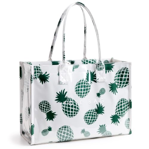 Image of KALIDI PVC Tote Bag Women's Kraft Paper Work Handbags Purses with Top Handle