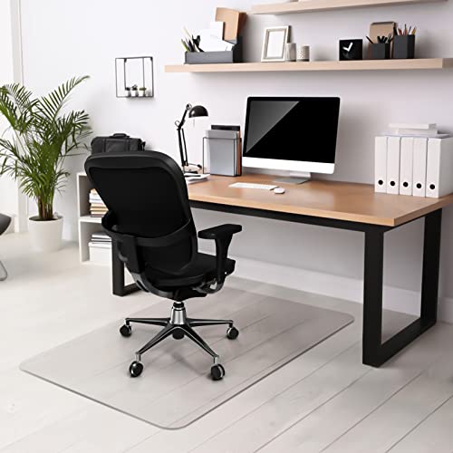 Image of Kuyal Clear Chair mat for Hardwood Floor 44 x 58 inches Transparent Floor Mats Wood /Tile Protection Mat for Office & Home (44 inch X 58 inch Rectangle)