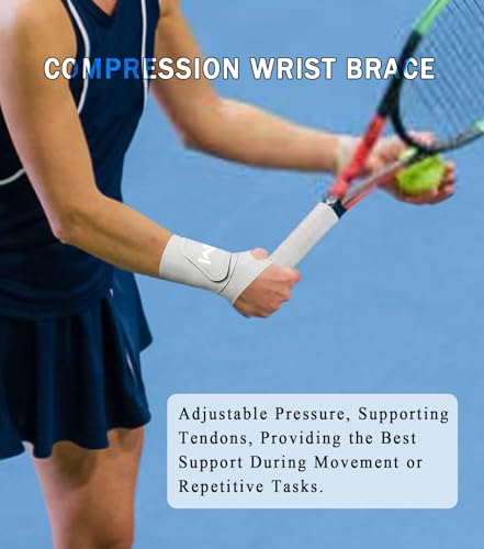 Image of 2 Pcs Soft Wrist Brace, Adjustable Wrist Support for Sprains, Fitness, Sports,Carpal Tunnel, Weightlifting, Wrist Compression Strap Pain Relief Wear Anywhere, Fits 6 inch to 8.3 inch(Gray)