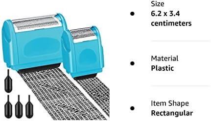 2 Pack Identity Theft Protection Roller Stamp Set Ye Confidential Roller Stamp Privacy Stamp Information Blocker Stamp and 4 Pack Refill Ink for ID Account Address Privacy Security (Blue)