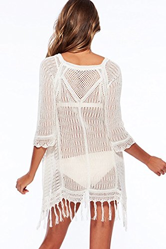 Wander Agio Beach Swimsuit for Women Sleeve Coverups Bikini Cover Up Net Slit Dark Beige2