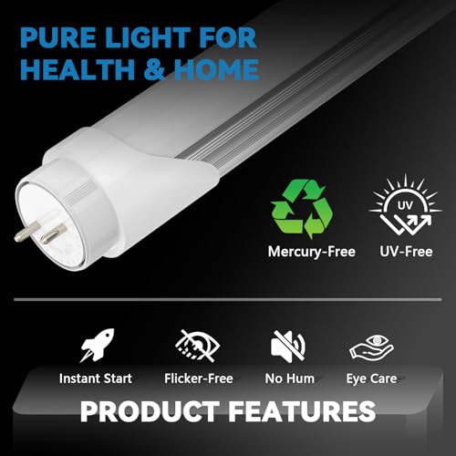 JESLED Fluorescent Light Bulbs 18 Inch, F15T8 LED Replacement Bulb, 7W 1050LM, Selectable 6 CCT (3000K-6500K), Type A+B, with Rotatable End Cap, Frosted, 2 Pack, ETL Listed by JESLED - Image 3