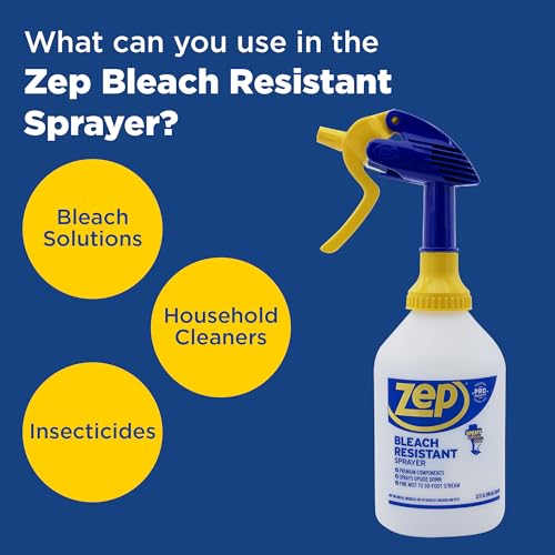 Zep New Bleach Resistant Professional Sprayer 2.0 Bottle 32 Ounces - 30 Foot Spray, Adjustable Nozzle