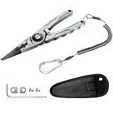 7.8' Lockable Saltwater Fishing Pliers, Aviation-grade Aluminum & Tungsten Cutters | Corrosion-Proof, with Replaceable Blades Set, Fishing Gear Gifts for Men, Adults, Kids