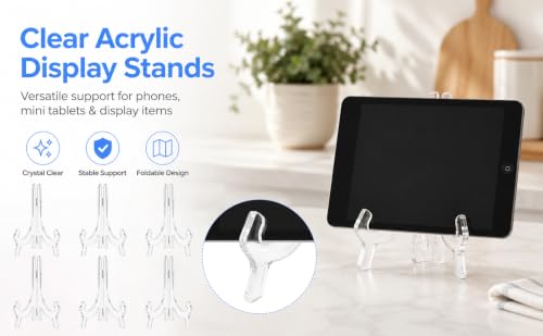 QEMORVALIX 6 Pack Clear Plastic Easel Stand, 6.3 Inch Adjustable Display Holder for Plate, Photo Picture Frame, Book, Phone and Cards, Tabletop Display for Home, Wedding, Party and Store - Image 8