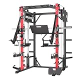 Smith Machine with Jammer Arms & Leg Press Board , RitKeep PMAX-4750 All-in-One Smith Machine with Adjustable Weight Bench and Adjustable Pulley System (1:1 & 2:1) for Full Body Strength Training
