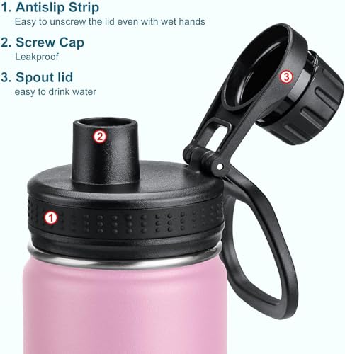 Image of KOODEE 26 oz Water Bottle Stainless Steel Double Wall Vacuum Insulated Sports Bottle with Leakproof Spout Lid (Pink)